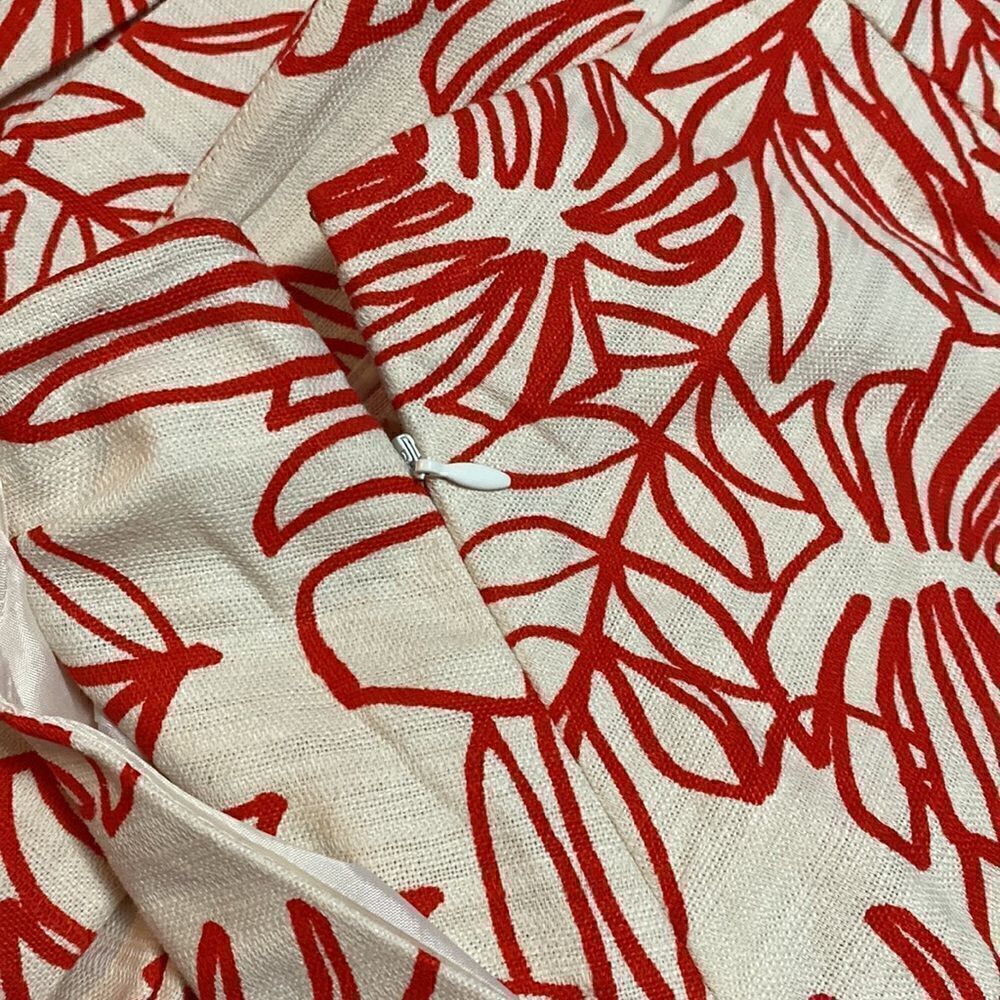 PLUS size Lane Bryant Red & White Pleated Flare Floral Skirt Linen - Picture 12 of 16